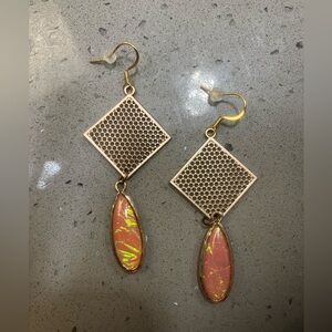 Faux Gold Dangling Earrings Approximately 3 inches in length